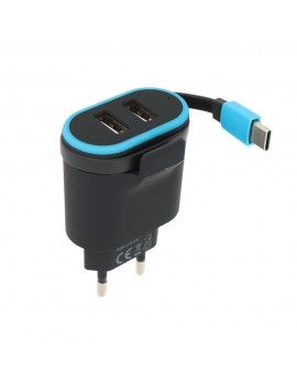 Ładowarka sieciowa 2x USB 2.4A + kabel USB TypeC